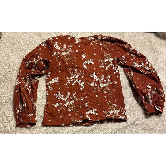 Madewell Top Corduroy Button Front Shirred Sleeve Red Farmstand Bouquet Size‎ S - Picture 10 of 10